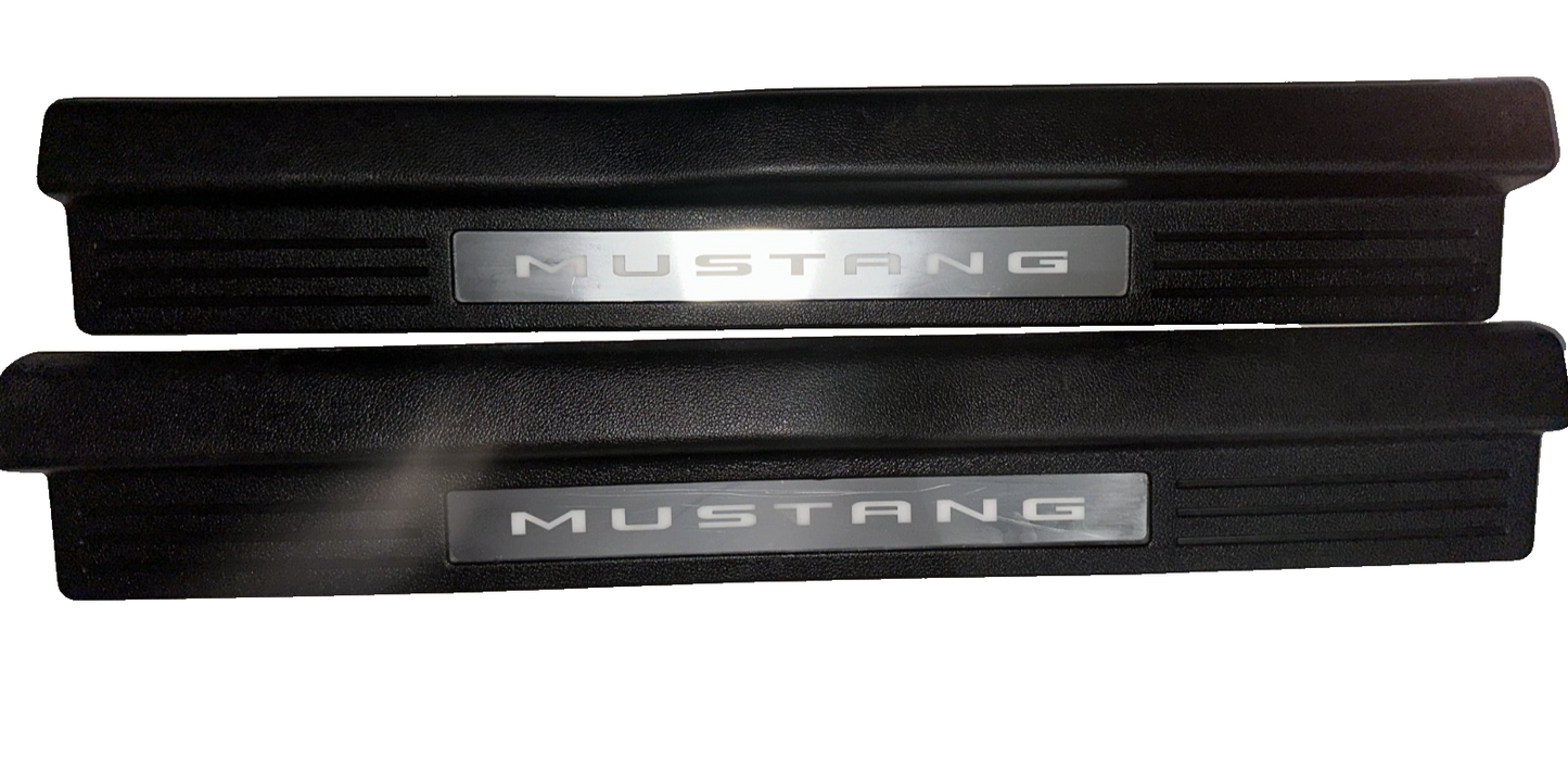 10-14 Ford Mustang Door Sill Trim Premium myColor Black RH LH Pair Set OEM