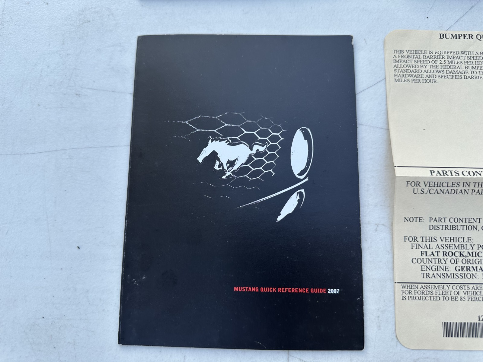 05-09 Ford Mustang Owner’s Manual With Book & Sticker OEM - From 2007 Mustang