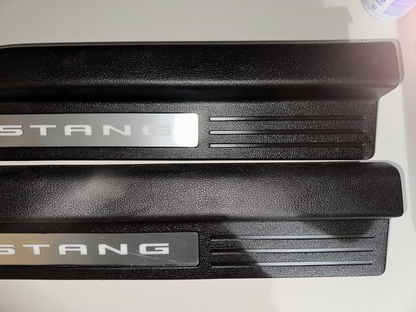 10-14 Ford Mustang Door Sill Trim Premium myColor Black RH LH Pair Set OEM