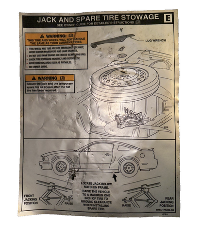 05-09 Ford Mustang Rear Spare Tire With Jack And Some Hardware OEM