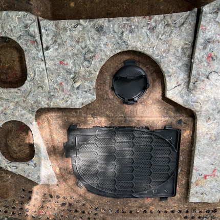 05-09 Ford Mustang Upper Trunk Rear Deck Carpet Black Speaker Trim Panel OEM