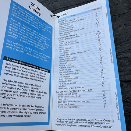 2006 Toyota Camry Owners Manual Guide Books Operators Guide OEM