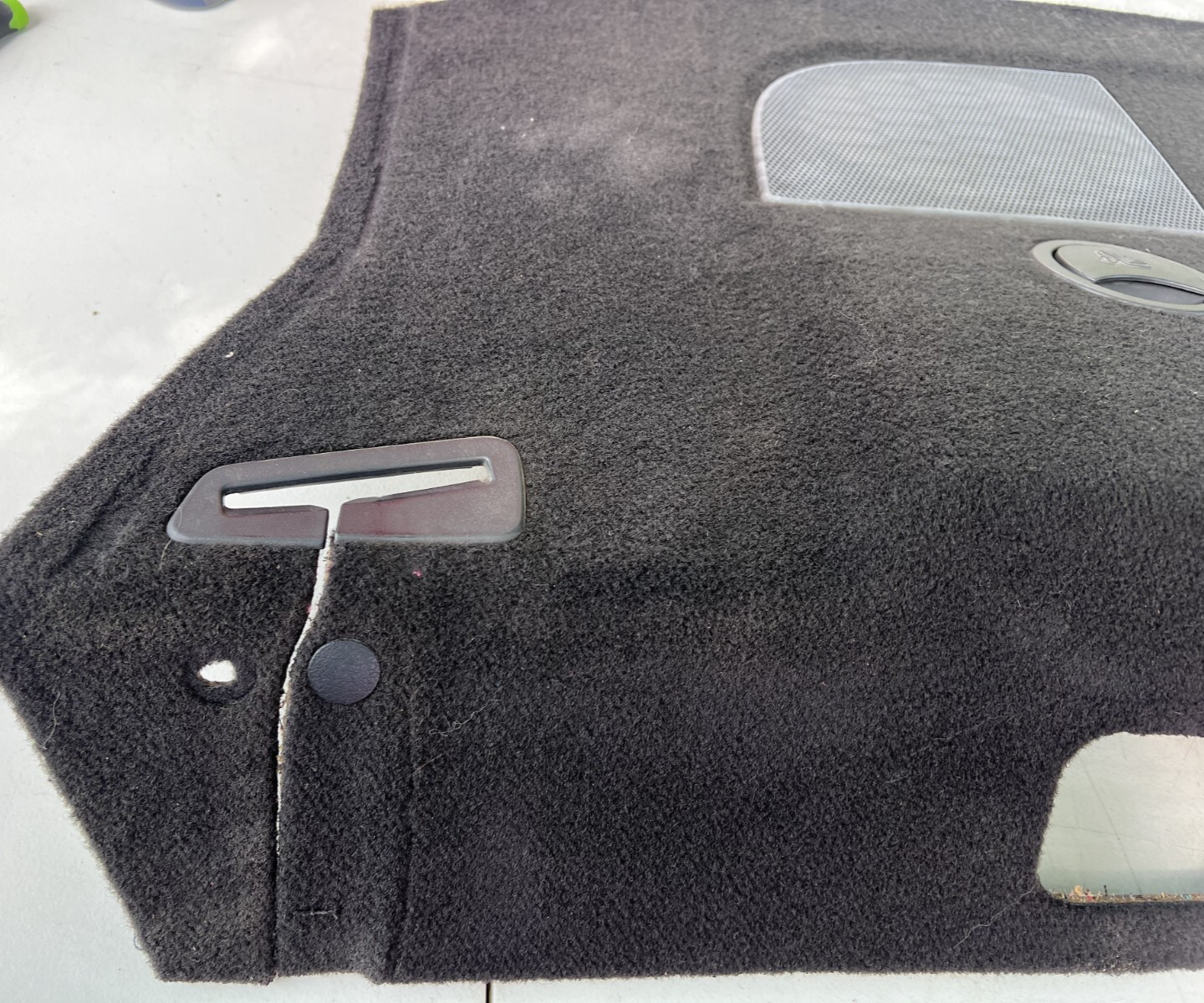 05-09 Ford Mustang Upper Trunk Rear Deck Carpet Black Speaker Trim Panel OEM