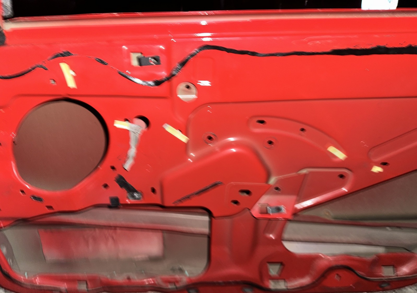 05-09 Ford Mustang Coupe Door Shell Bright Red W/ Stripe OEM RH Passenger