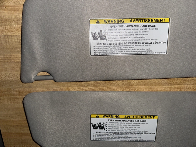 02-06 Toyota Camry Sun Visors Shades Covers Factory Gray OEM