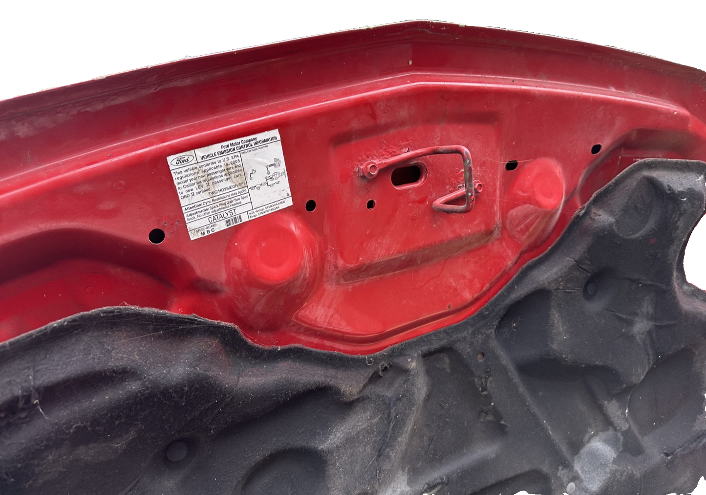 05-09 Ford Mustang Bright Red Hood Front W/ Hood Liner OEM